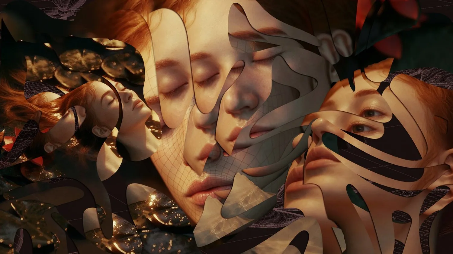 After Ophelia, rendered portrait in water