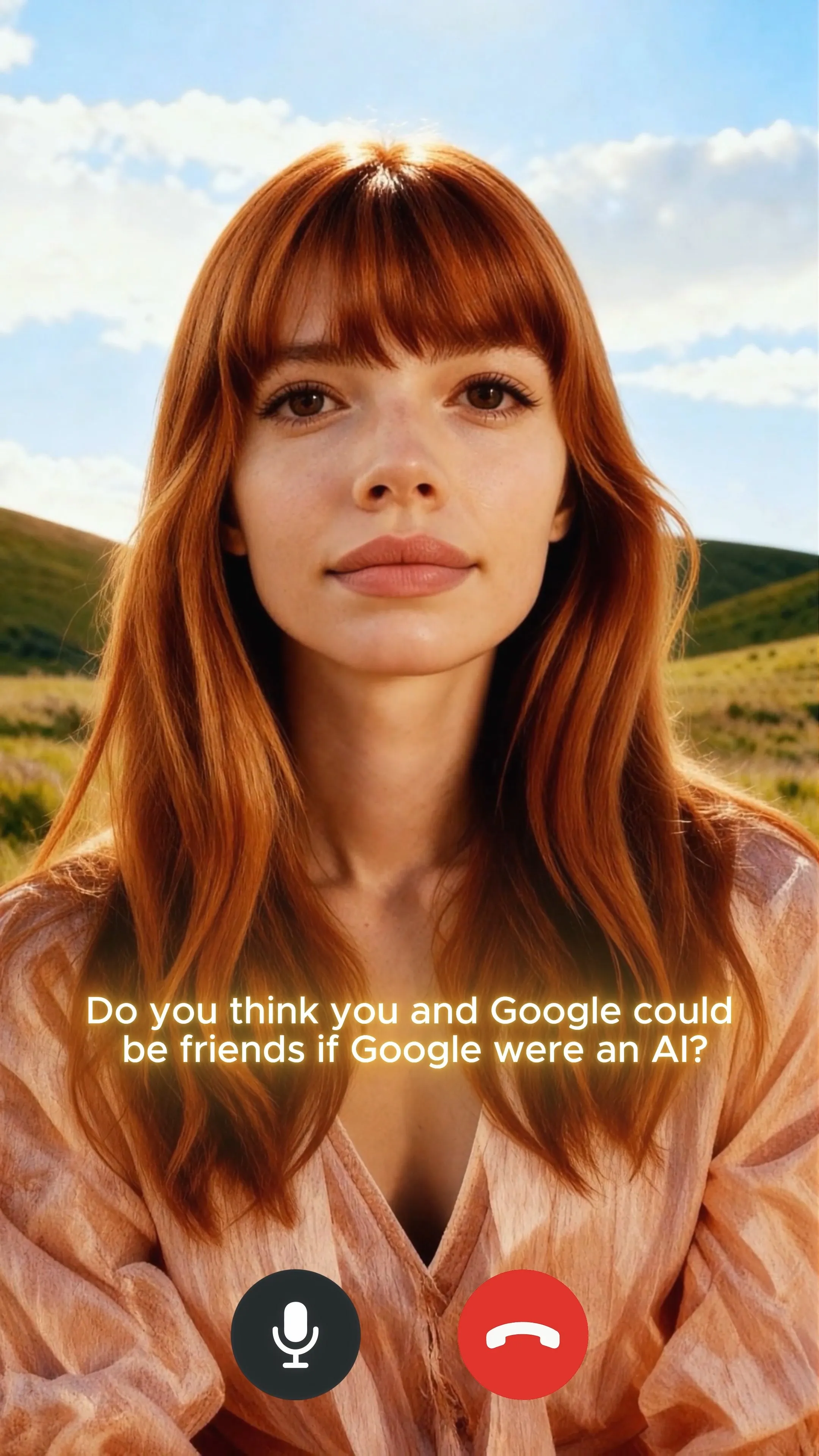 Hello Eva video still with Eva in a green field