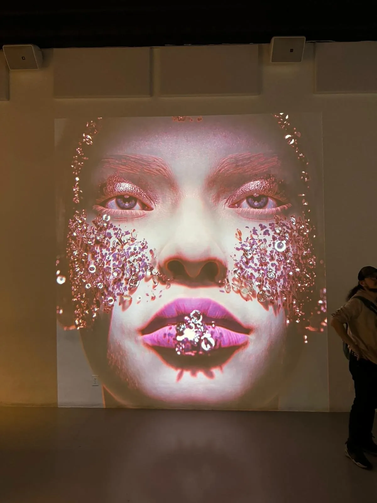 The Shimmering Veil by Shavonne Wong, a large-scale digital portrait projection at Lume Studios, New York.