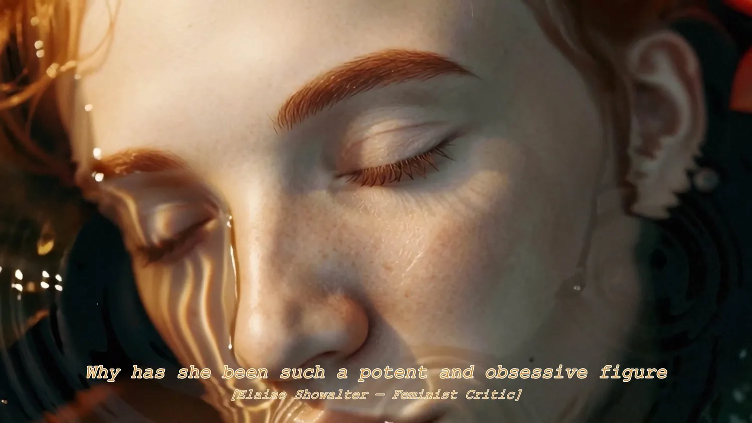 Ophelia Retold, still with text overlay