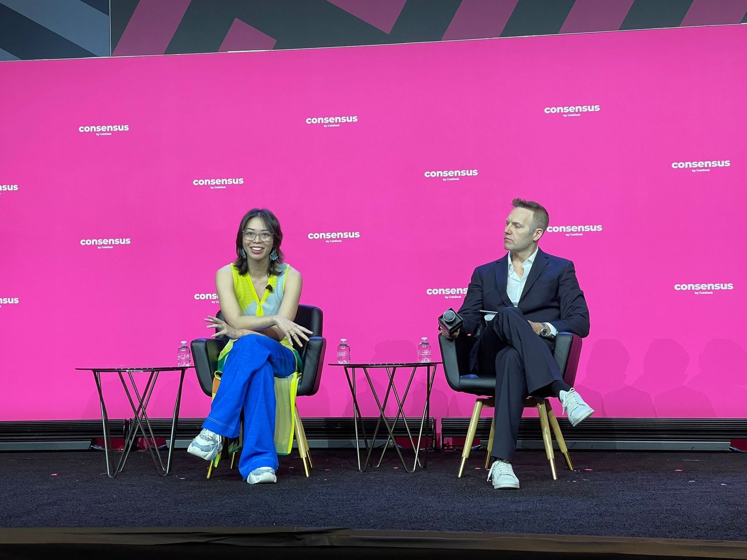 Shavonne Wong speaking on The Creative Algorithm panel at Consensus 2024, Austin.