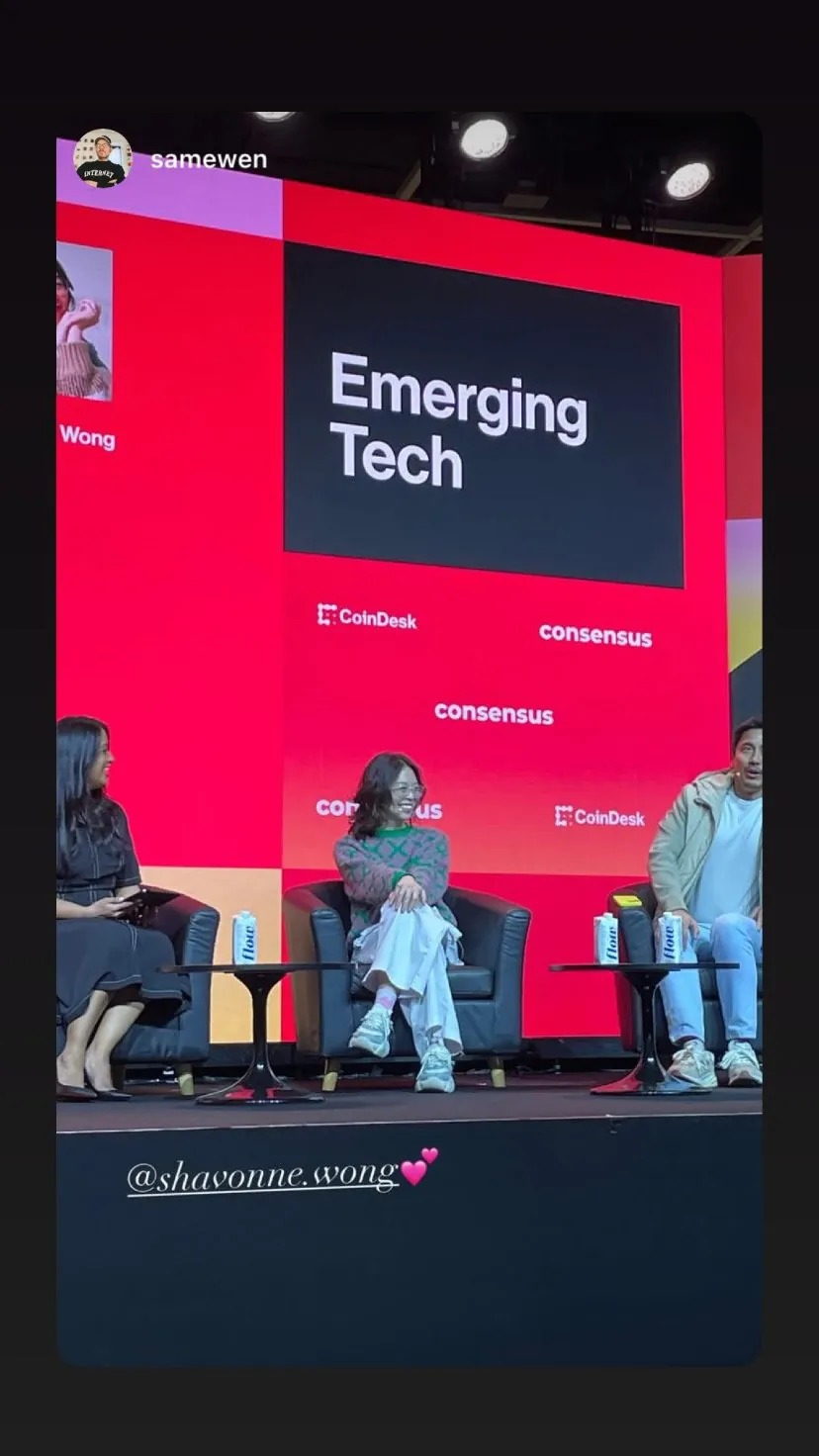 Shavonne Wong speaking on the Art, AI and the Future of Creativity panel at Consensus Hong Kong 2025.
