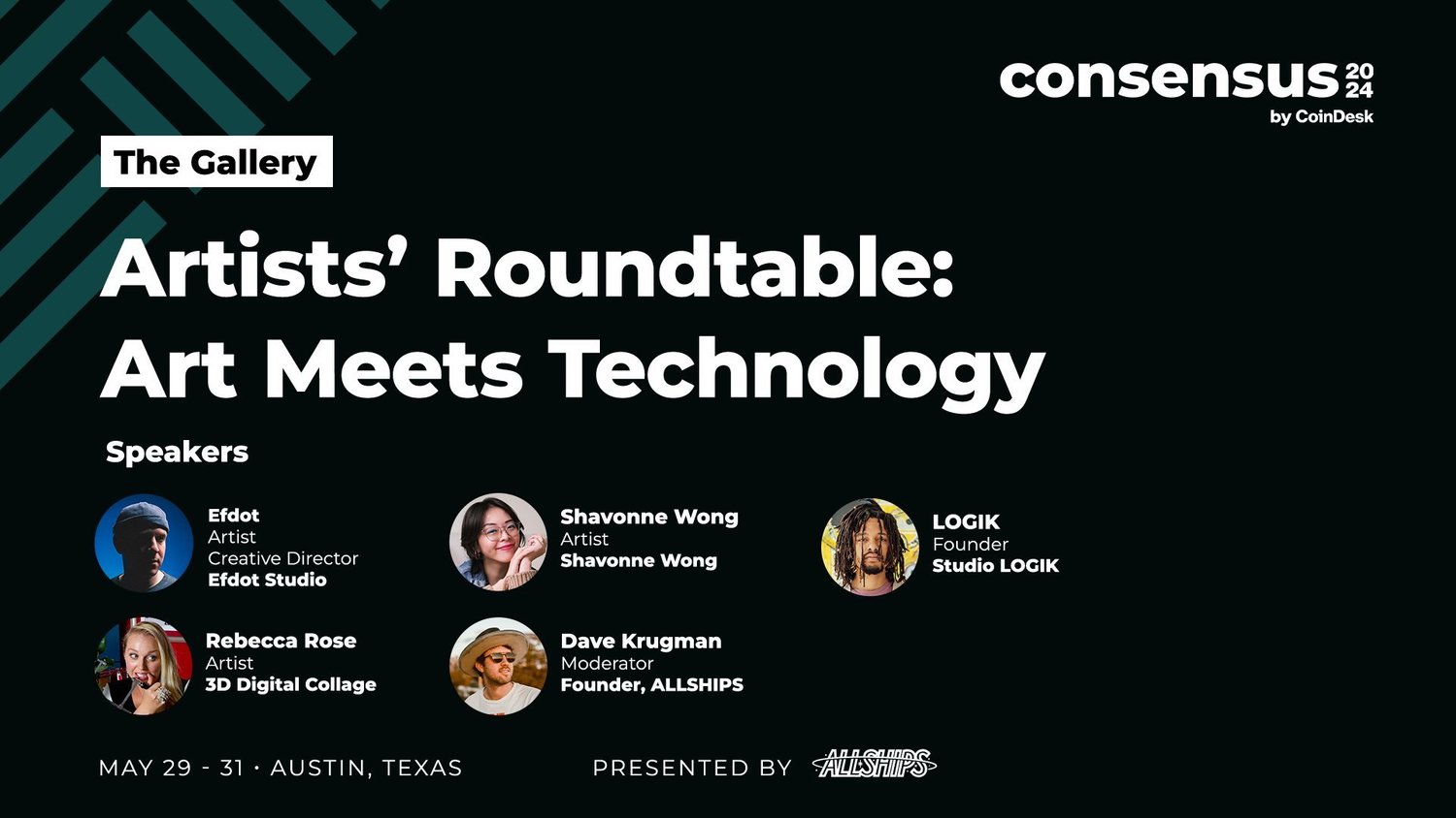 Promotional slide for the Artists' Roundtable panel at Consensus 2024.
