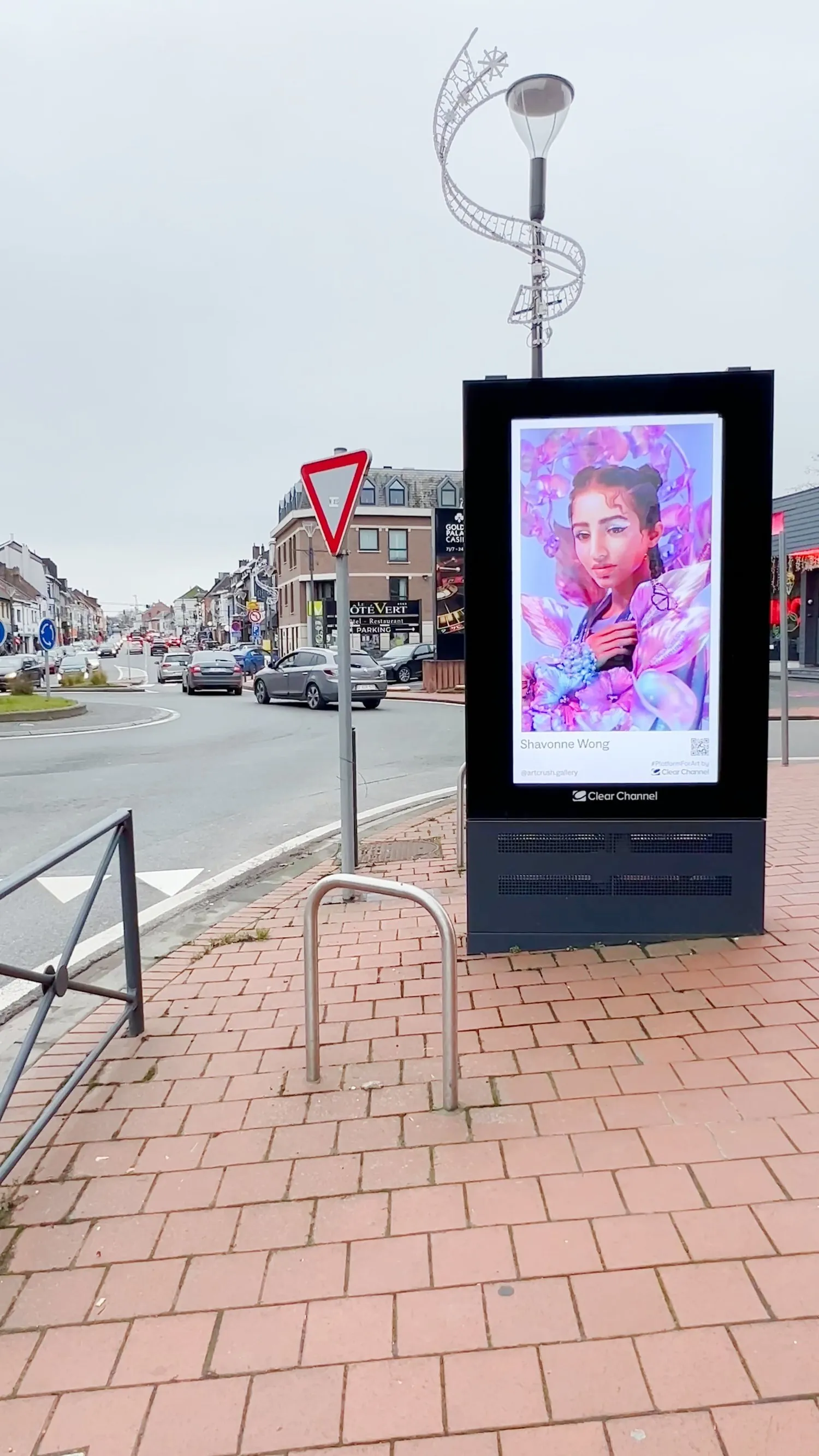 Outdoor display of Shavonne Wong's digital artwork in Hong Kong.