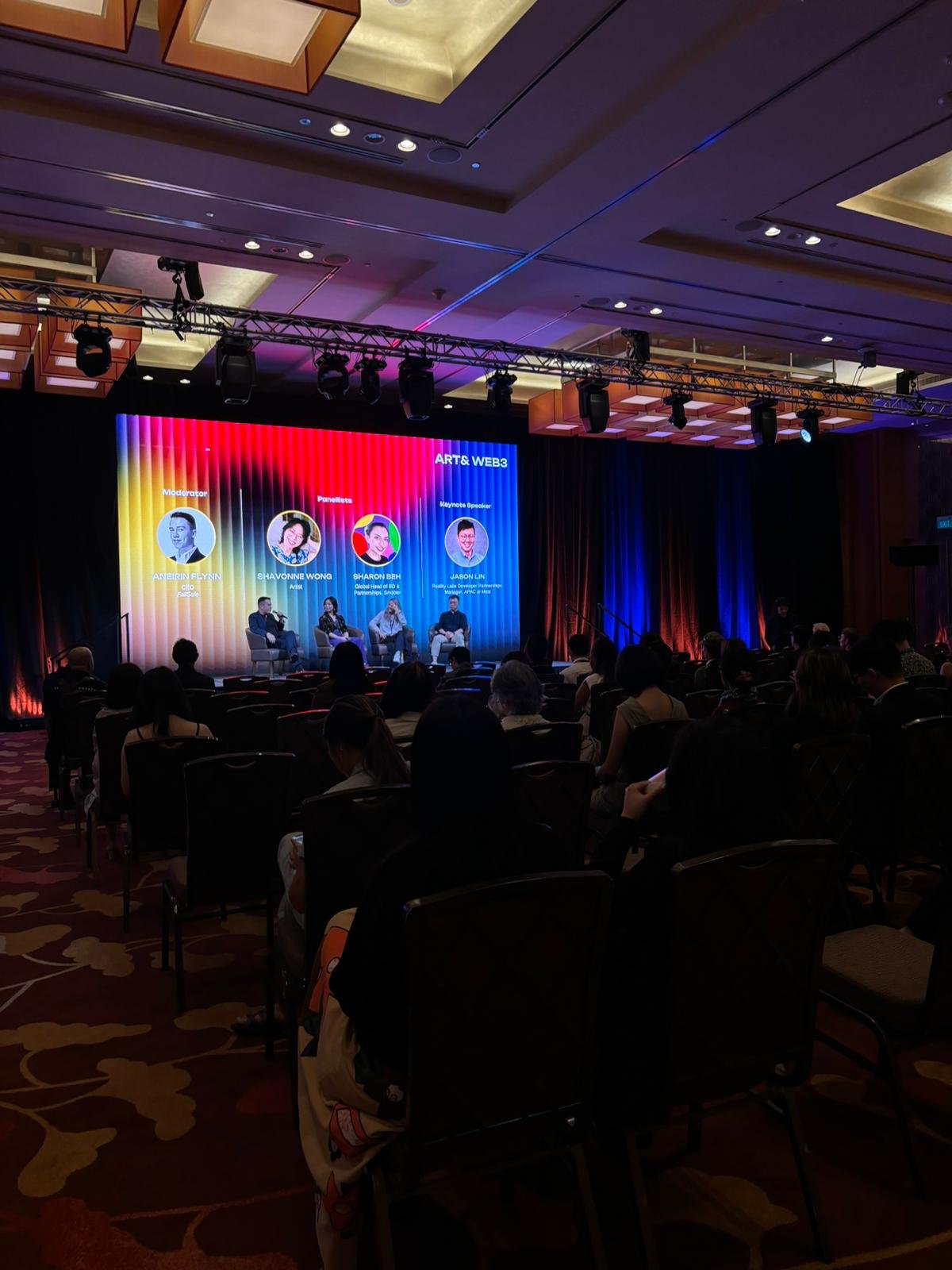 Shavonne Wong speaking on the Art & Web3 panel at the Marina Bay Sands ART& Summit 2024.