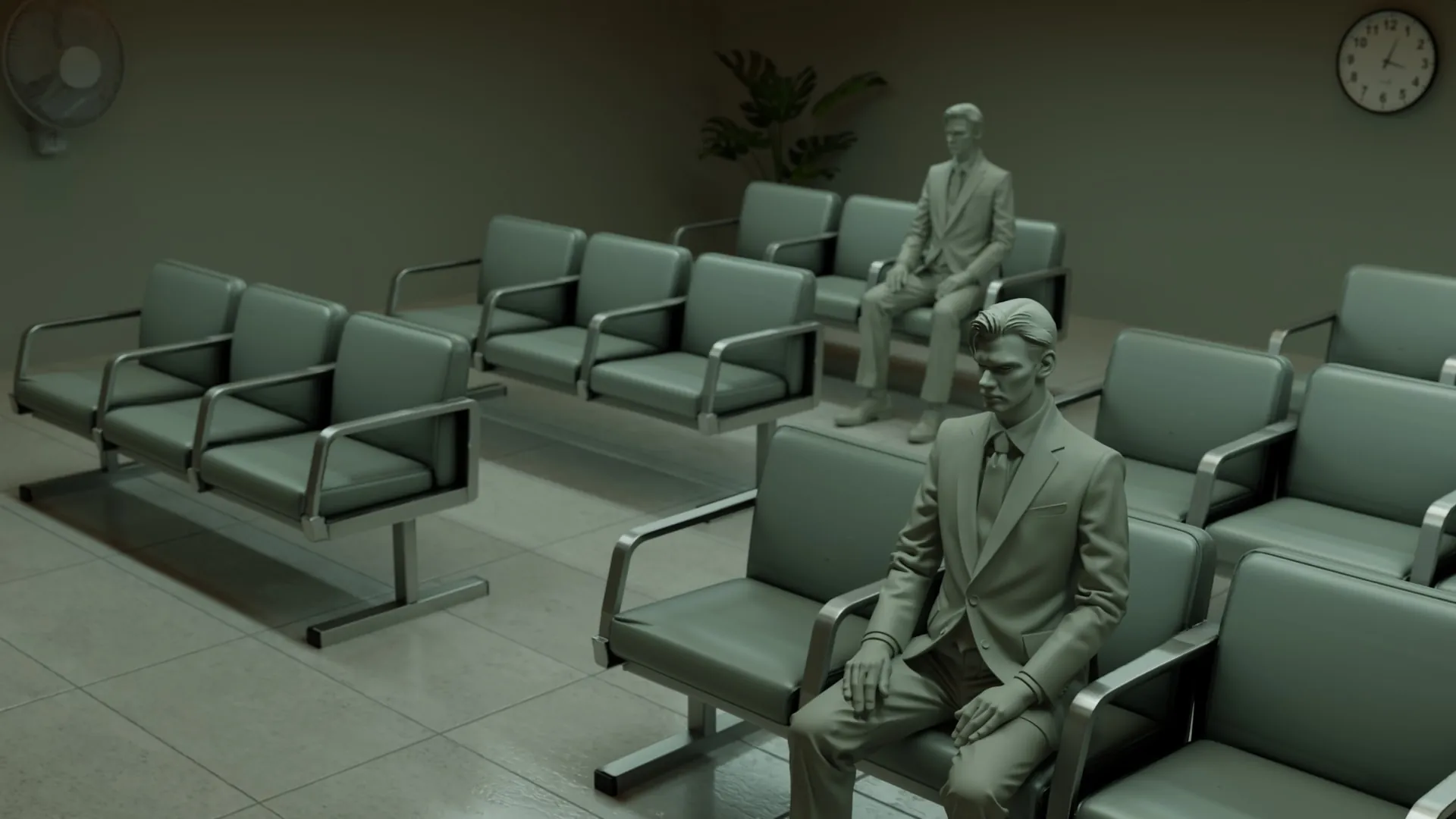 The screen view of the waiting room with the viewer removed