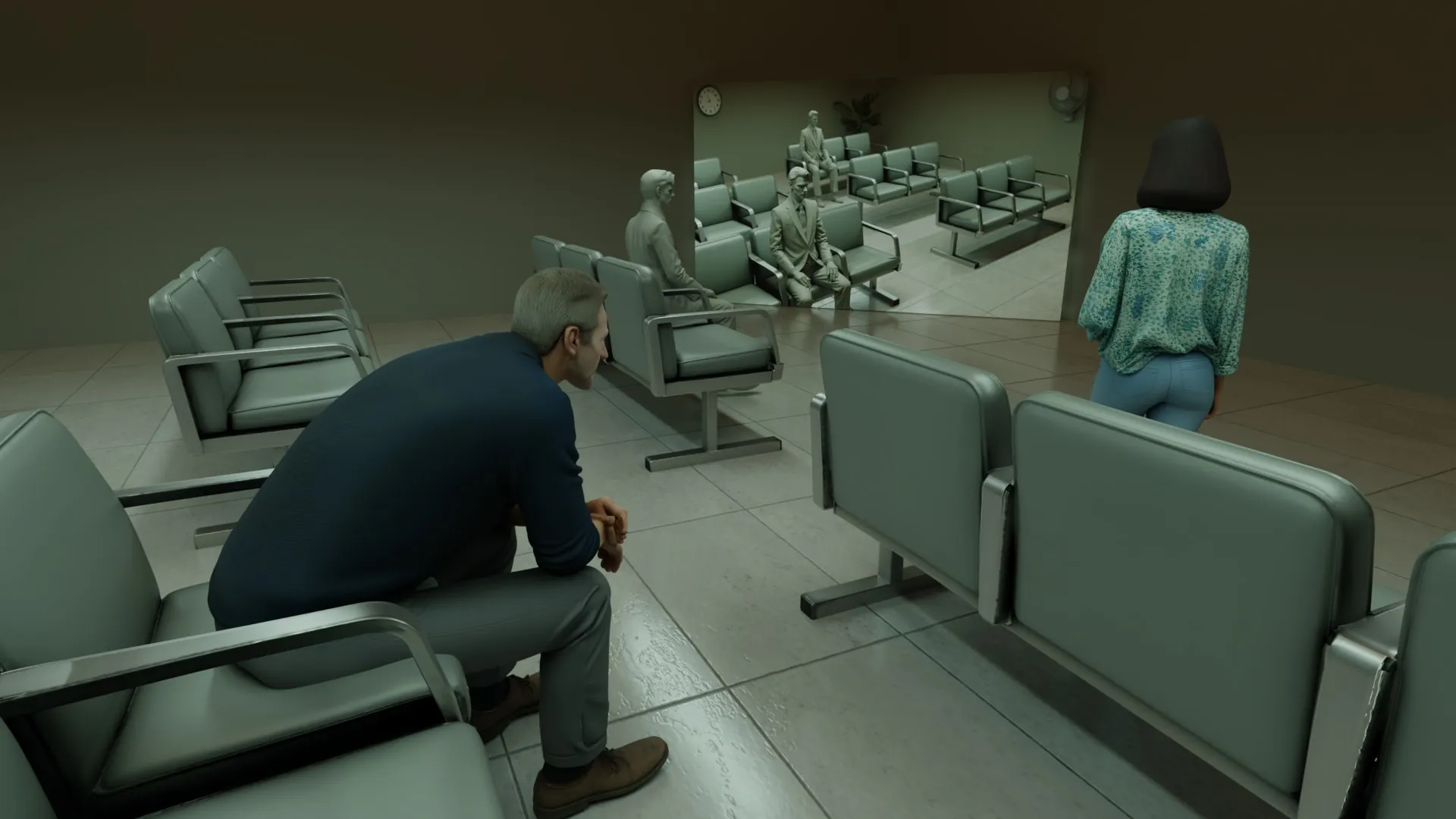 Conditional concept render showing viewers facing the screen