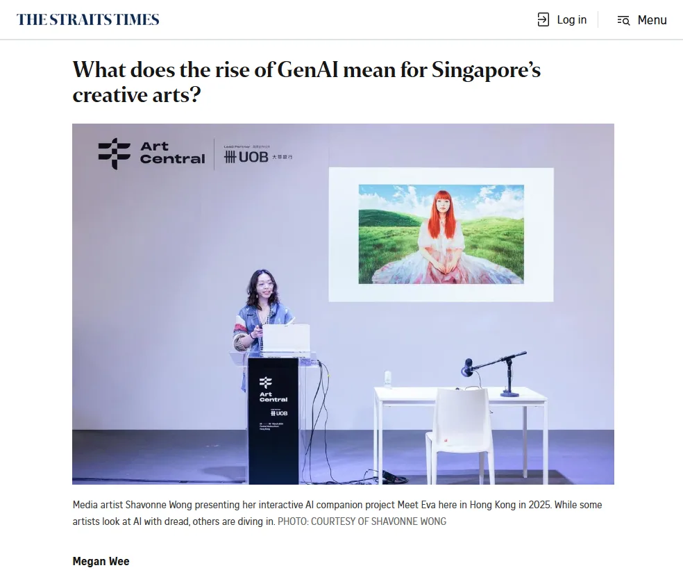 The Straits Times feature on what the rise of GenAI means for Singapore's creative arts, June 2026.